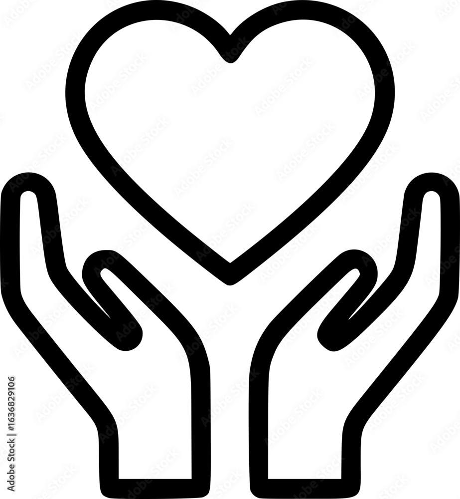 Obraz premium Hands Holding a Heart Icon