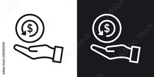 Refund icon vector symbol in Line Art Style for Design, Presentation, Website or Apps Elements.