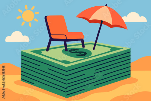 Vector illustration representing growth in tourism sector investments, emphasizing profitable travel opportunities, isolated on a white background for use in various mediums such as landing pages