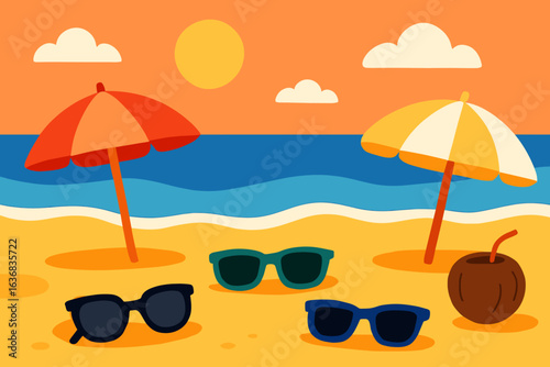 A beautiful beach set in a tropical paradise serves as the ideal background for a summer vacation