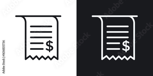 Payment receipt icon vector symbol in Line Art Style for Design, Presentation, Website or Apps Elements.