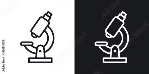 Microscope icon vector symbol in Line Art Style for Design, Presentation, Website or Apps Elements.