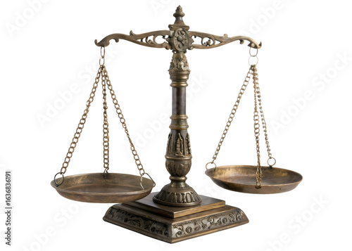 Antique brass balance scale symbolizing justice and fairness