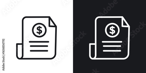 Invoice payment icon vector symbol in Line Art Style for Design, Presentation, Website or Apps Elements.