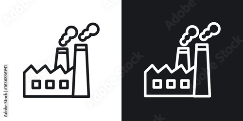 Industrial factory icon vector symbol in Line Art Style for Design, Presentation, Website or Apps Elements.