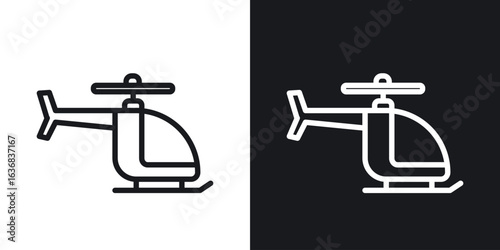 Helicopter icon vector symbol in Line Art Style for Design, Presentation, Website or Apps Elements.