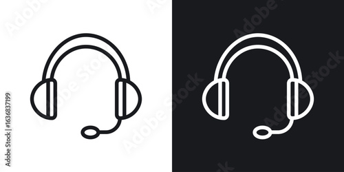 Headset icon vector symbol in Line Art Style for Design, Presentation, Website or Apps Elements.