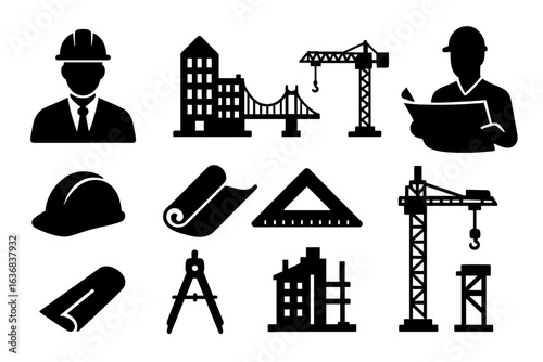 Engineering and construction themed icon set