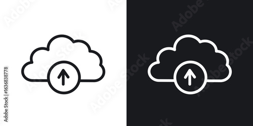 Cloud upload icon vector symbol in Line Art Style for Design, Presentation, Website or Apps Elements.