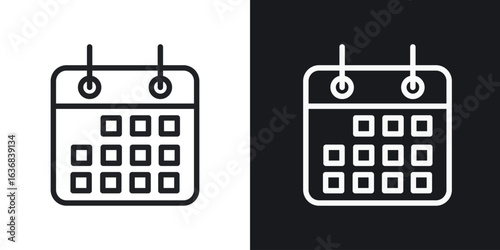 Calendar icon vector symbol in Line Art Style for Design, Presentation, Website or Apps Elements.