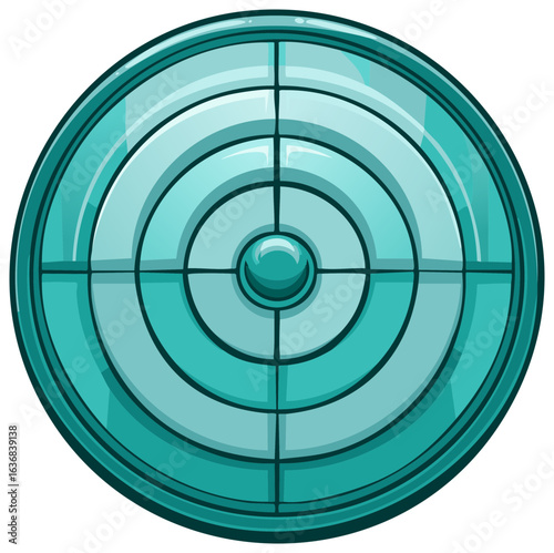 Circular Target with Crosshair in Teal Color, Round Target Illustration, Bullseye, Marksmanship, Aiming Concept