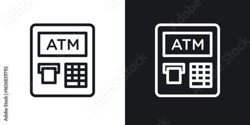 Atm icon vector symbol in Line Art Style for Design, Presentation, Website or Apps Elements.