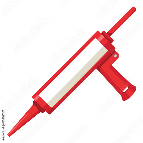 Red caulk gun tool for sealing and adhesive application