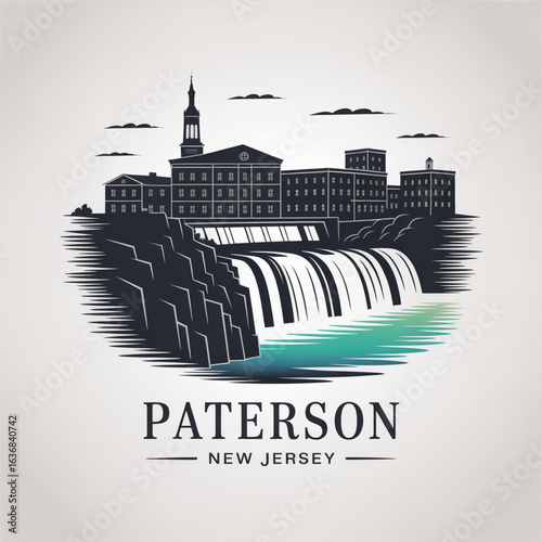 Paterson, New Jersey Skyline Silhouette - Industrial Legacy City Vector Illustration