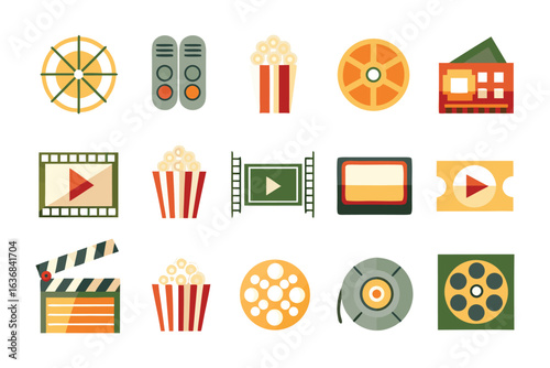 Lights, Camera, Action: An illustrative compilation of cinema elements, capturing the essence of the film industry