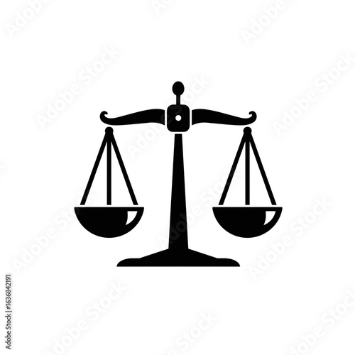 Classic balance scale symbolizing justice and equality in black  on a transparent background