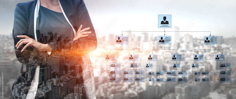 Fototapeta premium Corporate org chart and team structure show hierarchy, team, and structure for clear organization, management, and operational planning Vouch