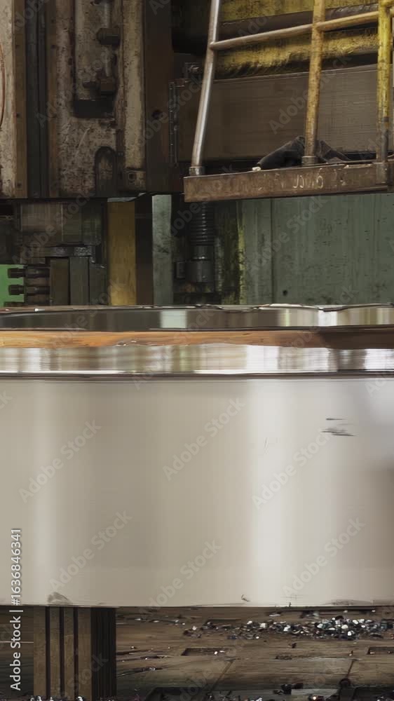 Large industrial lathe rotating and machining steel ring. Stock clip Large industrial lathe rotating and machining steel ring. Stock clip