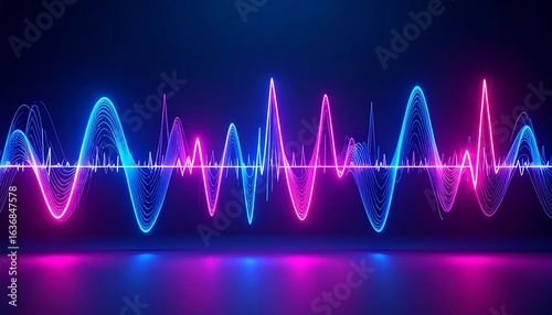 Neon audio waveform graphic