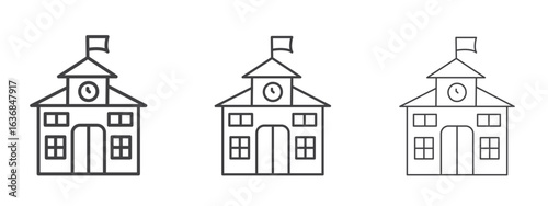 school icon vector Graphics. Black thin lines icons