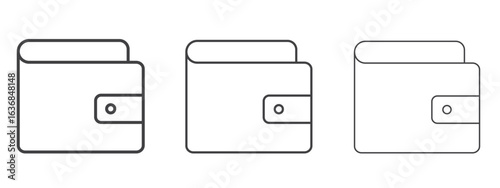 Wallet icon vector Graphics. Black thin lines icons