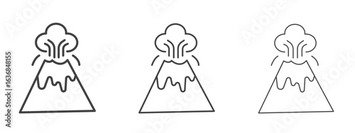 Volcano icon vector Graphics. Black thin lines icons