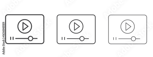 Video tutorial icon vector Graphics. Black thin lines icons