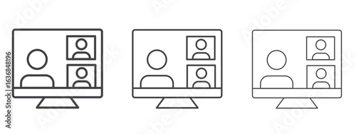 Video chat icon vector Graphics. Black thin lines icons