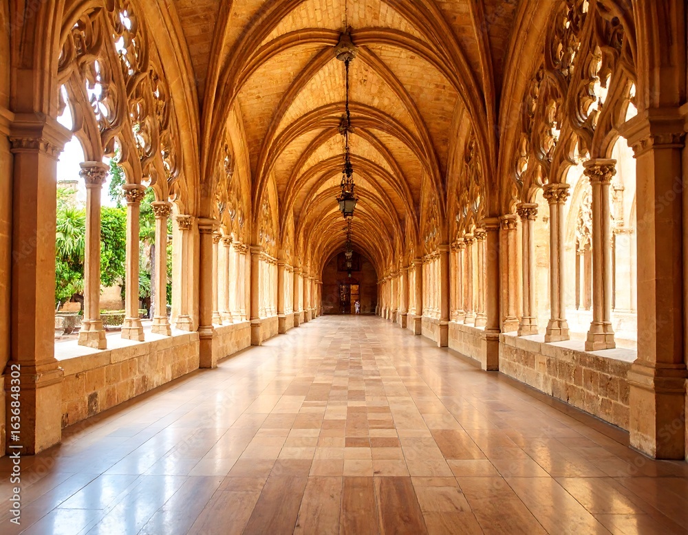Fototapeta premium Ancient cloister hallway