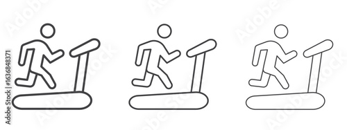 Treadmill icon vector Graphics. Black thin lines icons