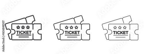 Ticket stub icon vector Graphics. Black thin lines icons
