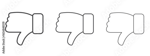 Thumbs down icon vector Graphics. Black thin lines icons