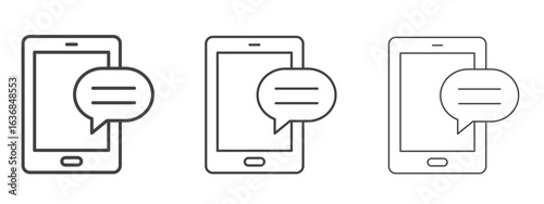 Text message icon vector Graphics. Black thin lines icons