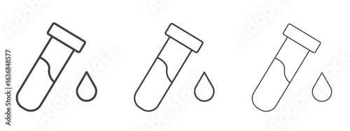 Test tube icon vector Graphics. Black thin lines icons