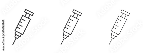 Syringe icon vector Graphics. Black thin lines icons