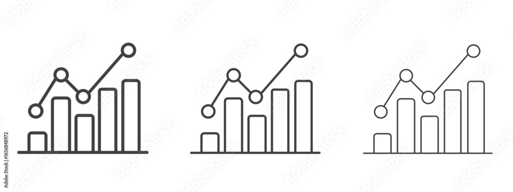 Naklejka premium Statistics icon vector Graphics. Black thin lines icons