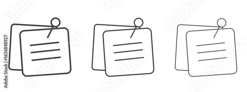 Sticky note icon vector Graphics. Black thin lines icons