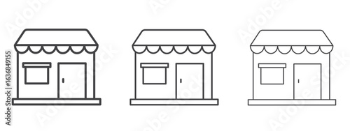 Shop icon vector Graphics. Black thin lines icons