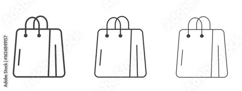 Shopping bag icon vector Graphics. Black thin lines icons