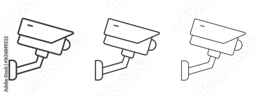 Security camera icon vector Graphics. Black thin lines icons