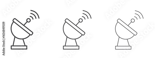 Satellite dish icon vector Graphics. Black thin lines icons