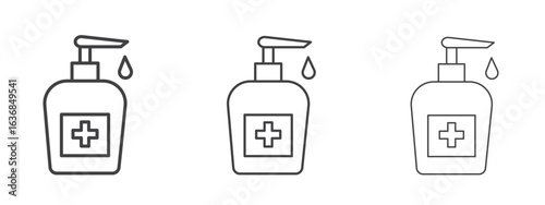Sanitizer icon vector Graphics. Black thin lines icons