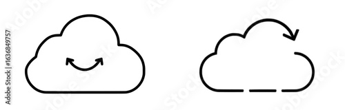 Modern line art icon featuring arrows for cloud sync or refresh, suitable for apps and websites