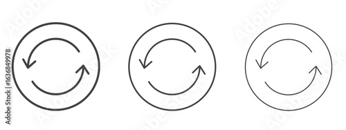 Repeat icon vector Graphics. Black thin lines icons