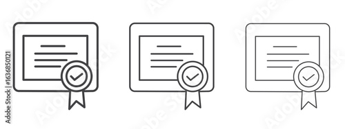 Qualification icon vector Graphics. Black thin lines icons
