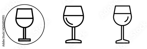 A wine glass containing wine for tasting represented as a flat modern icon for digital platforms