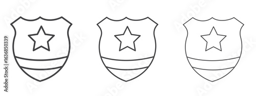 Police badge icon vector Graphics. Black thin lines icons