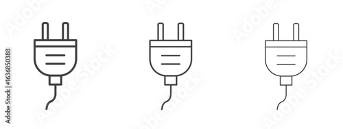 Plug adapter icon vector Graphics. Black thin lines icons