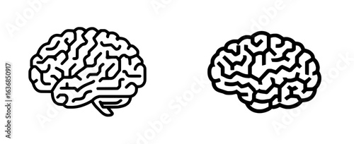 Line art icon featuring a side view of the brain or mind, suitable for medical apps and websites with a modern theme