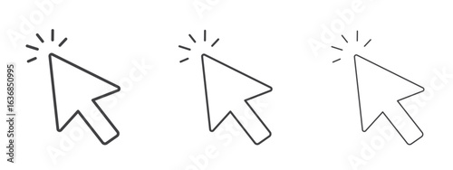 Mouse pointer icon vector Graphics. Black thin lines icons